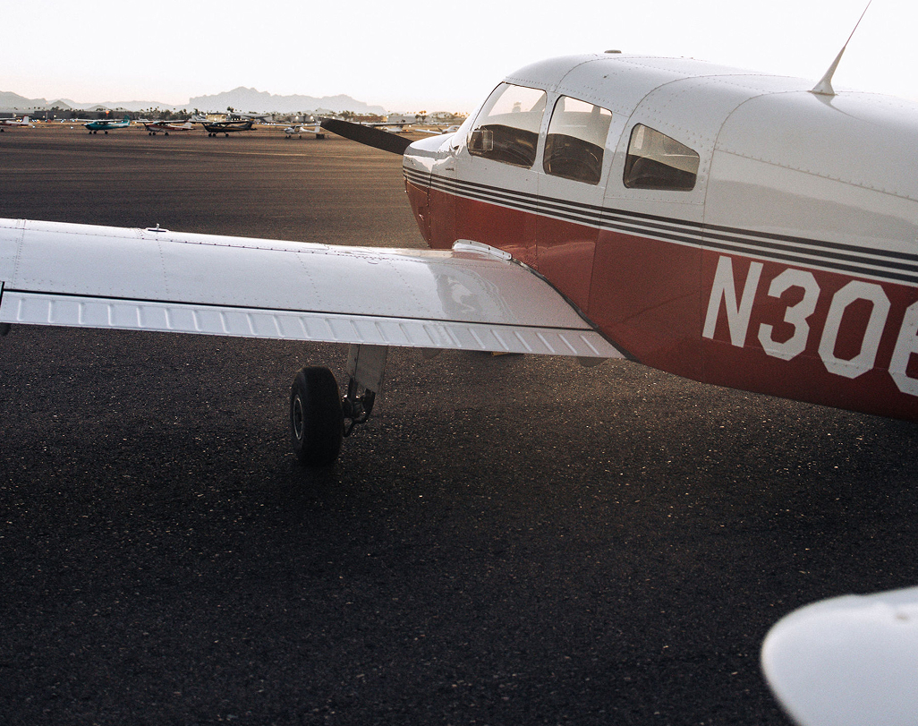 Piper Archer training aircraft on the ramp at Falcon Field